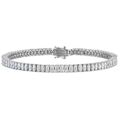 White Lotus 14k Gold Over Sterling Silver Created Moissanite Bracelet In Metallic
