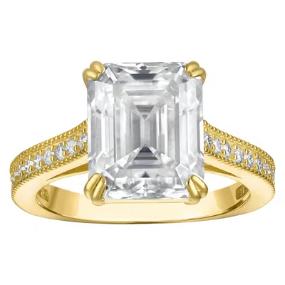 White Lotus 14k Gold Over Sterling Silver Lab Created Moissanite Ring