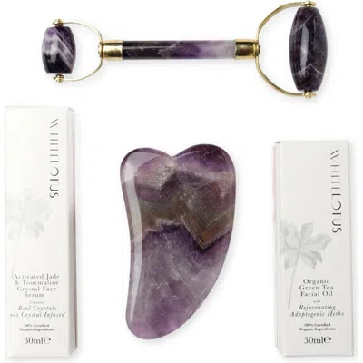 White Lotus Beauty Genuine Amethyst Crystal Facial Set In Purple