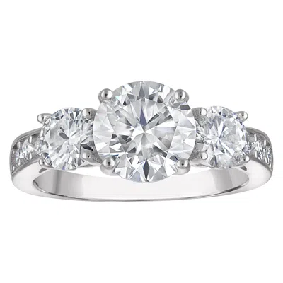 White Lotus Platinum Over Sterling Silver Lab Created Moissanite Ring In Metallic