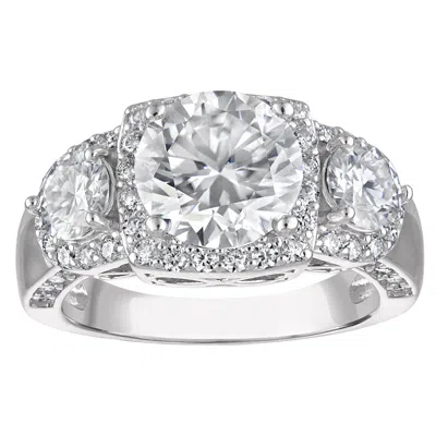 White Lotus Platinum Over Sterling Silver Lab Created Moissanite Ring In Gray