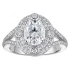 White Lotus Platinum Over Sterling Silver Lab Created Moissanite Ring In Metallic