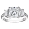 White Lotus Platinum Over Sterling Silver Lab Created Moissanite Ring In Metallic