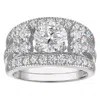 White Lotus Platinum Over Sterling Silver Lab Created Moissanite Ring In Metallic