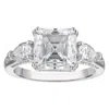 White Lotus Platinum Over Sterling Silver Lab Created Moissanite Ring In White