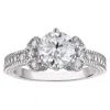 White Lotus Platinum Over Sterling Silver Lab Created Moissanite Ring In White