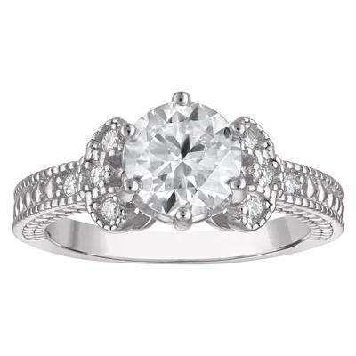 White Lotus Platinum Over Sterling Silver Lab Created Moissanite Ring In White