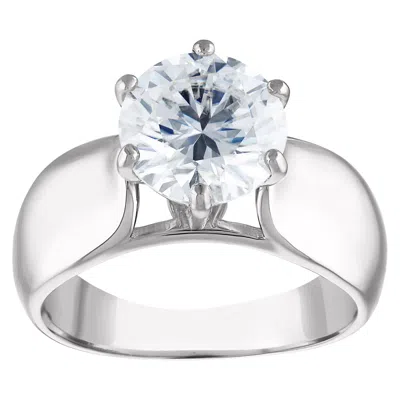 White Lotus Sterling Silver 3-carat Lab Created Moissanite Solitaire Ring