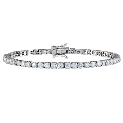 White Lotus Sterling Silver 9-carat Lab Created Moissanite Tennis Bracelet