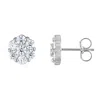 White Lotus Sterling Silver Lab Created Moissanite Earrings In Silver