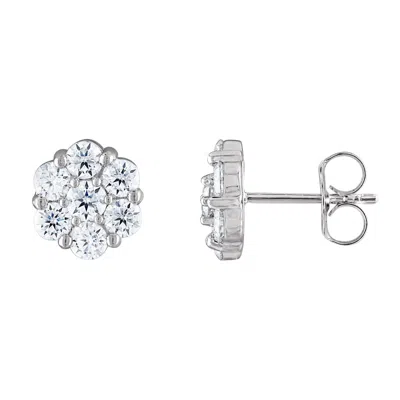 White Lotus Sterling Silver Lab Created Moissanite Earrings