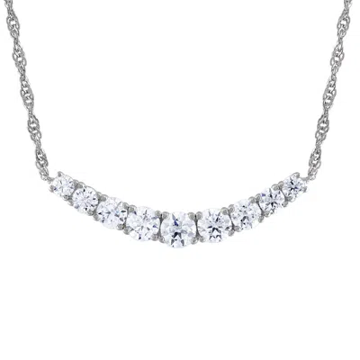 White Lotus Sterling Silver Lab Created Moissanite Necklace In Metallic