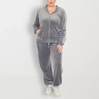 White Mark 2-pc. Track Suit Plus In Gray