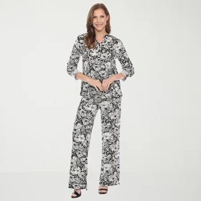 White Mark 2-pc. Floral Pant Set In Black