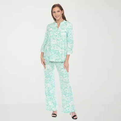 White Mark 2-pc. Floral Pant Set In Green