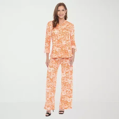 White Mark 2-pc. Floral Pant Set In Orange