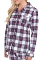 White Mark 3-piece Cozy Pajama Set In Purple,white Plaid