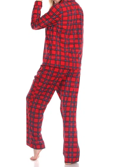 White Mark 3 Piece Pajama Set In Red