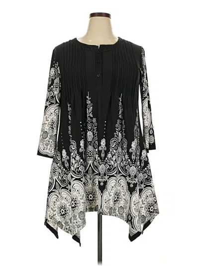 Pre-owned White Mark 3/4 Sleeve Blouse In Black