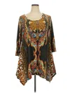 White Mark Plus Marlene Womens Drapey Printed Tunic Top In Black