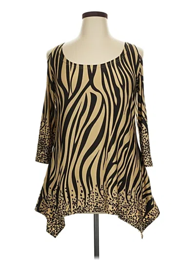 Pre-owned White Mark 3/4 Sleeve Blouse In Gold