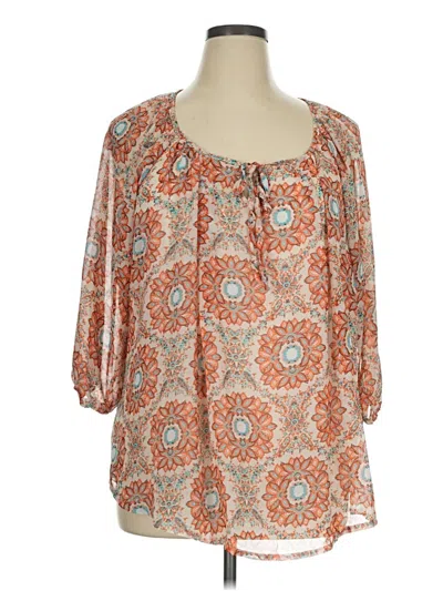 Pre-owned White Mark 3/4 Sleeve Blouse In Orange