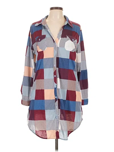 Pre-owned White Mark 3/4 Sleeve Button Down Shirt In Burgundy