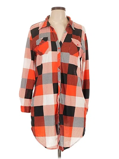 Pre-owned White Mark 3/4 Sleeve Button Down Shirt In Orange