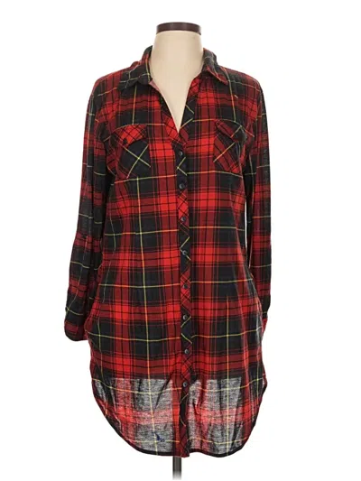 Pre-owned White Mark 3/4 Sleeve Button Down Shirt In Red