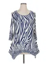 White Mark 3/4 Sleeve Top Blue Cold Shoulder Neckline Tops In Blue