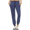 White Mark Amazingly Soft Womens Cuffed Mid Rise Knit Jogger Pant In Blue