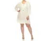 White Mark Plus Size Sheer Embroidered Knee Length Cover Up Dress In White