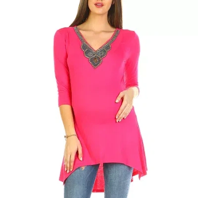 White Mark 'calla' Embellished Tunic- Maternity In Pink