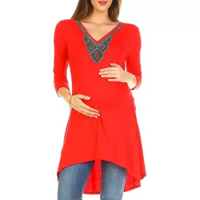 White Mark 'calla' Embellished Tunic- Maternity In Red