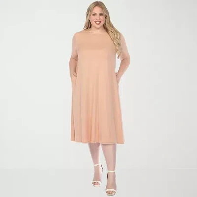 White Mark Crew Neck Womens Plus Short Sleeve T-shirt Dress In Neutral