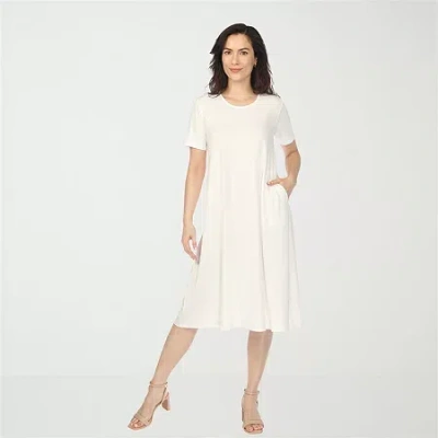White Mark Crew Neck Womens Short Sleeve T-shirt Dress In White