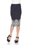 White Mark Cynthia Midi Pencil Skirt In Black White In Black