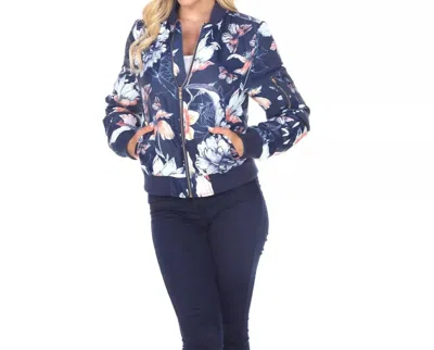 White Mark Womens Midweight Bomber Jacket In Blue