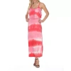 White Mark Kalea Womens Sleeveless Tie-dye Tie Dye Maxi Dress In Red
