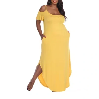 White Mark Lexi Womens Plus Short Sleeve Maxi Dress In Yellow