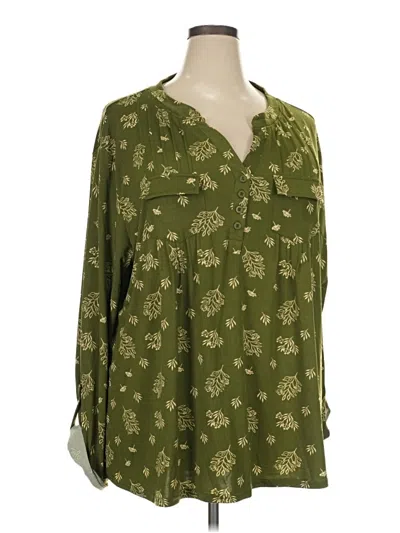 Pre-owned White Mark Long Sleeve Blouse In Green
