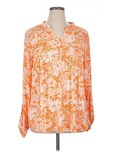 Pre-owned White Mark Long Sleeve Blouse In Orange