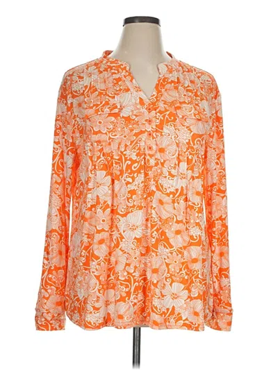 White Mark Long Sleeve Blouse In Orange
