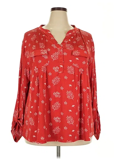 Pre-owned White Mark Long Sleeve Blouse In Red
