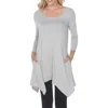 White Mark Makayla Womens Heathered Sharkbite Hem Tunic Top In Grey