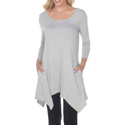 WHITE MARK MAKAYLA WOMENS HEATHERED SHARKBITE HEM TUNIC TOP