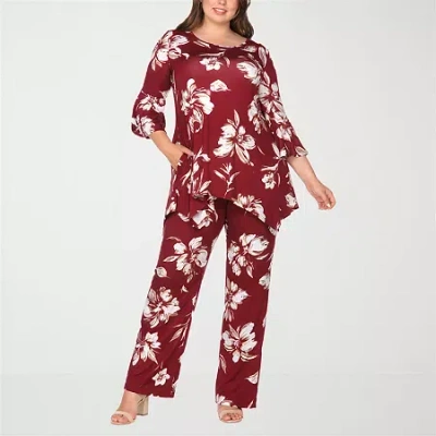 White Mark Matching Set 2-pc. Pant Set-plus In Red