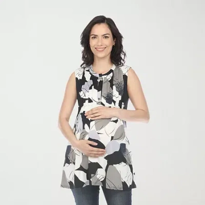 White Mark Maternity Womens Crew Neck Sleeveless Tunic Top In Gray