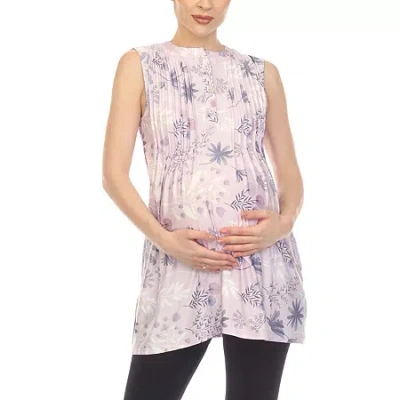 White Mark Maternity Womens Sleeveless Tunic Top In Purple
