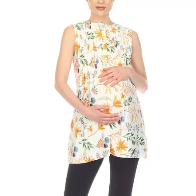White Mark Maternity Womens Sleeveless Tunic Top In Yellow